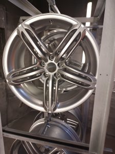 Alloy wheel silver power coating